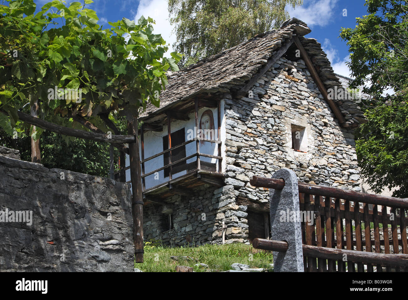 stone house rustico monte di motti lake maggiore switzerland Stock Photo
