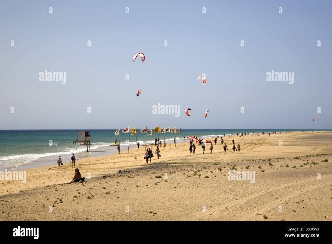 Beach of La Barca, Playa Sotavento, Jandia, Fuerteventura, Canaries, Spain Stock Photo
