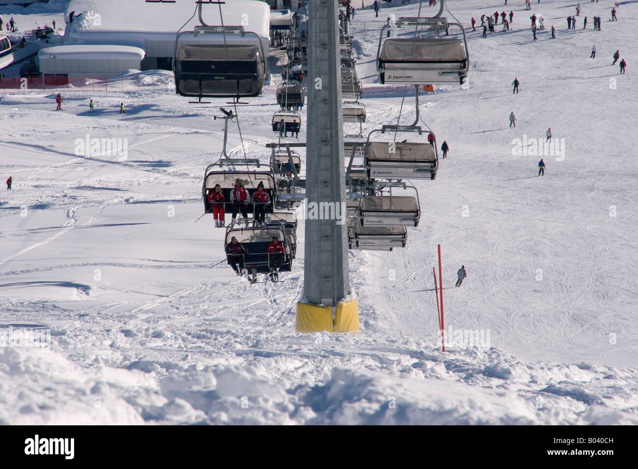 Ski lift above Passo del Tonale Italy Stock Photo
