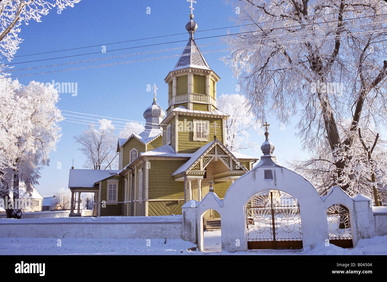 russian orthodox church winter Narew polen poland polen ostpolen Stock Photo