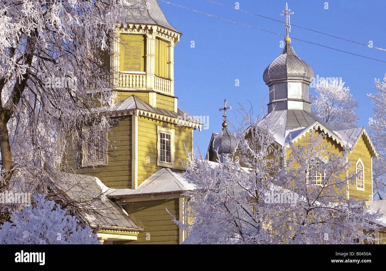 russian orthodox church winter Narew polen poland polen ostpolen Stock Photo