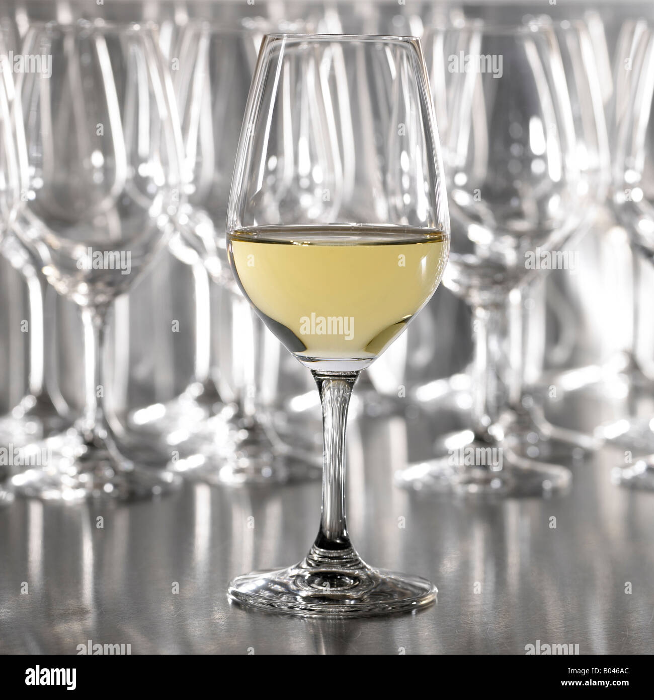 White Wine and Wine Glasses Stock Photo Alamy