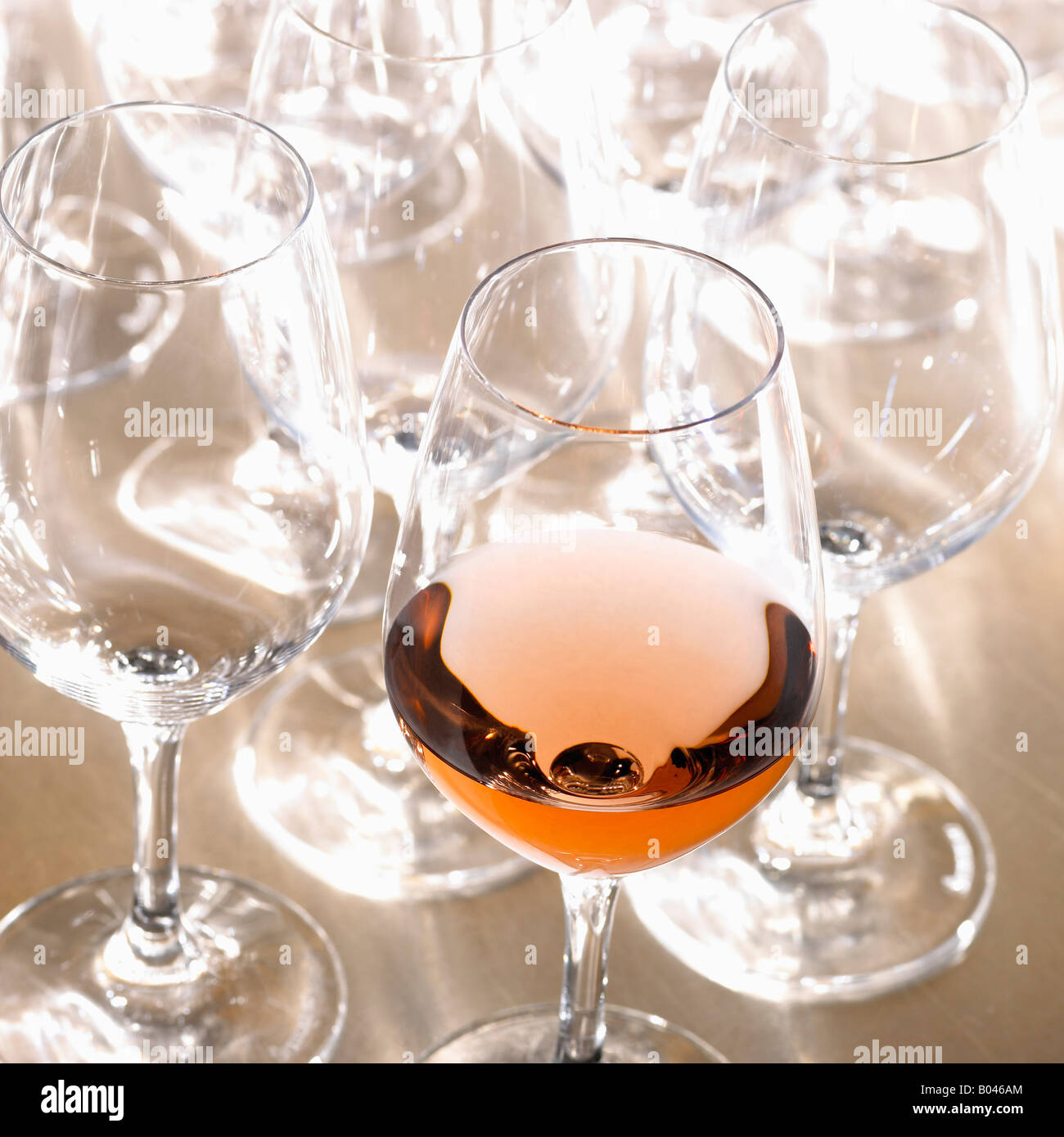 Rose Wine and Wine Glasses Stock Photo Alamy