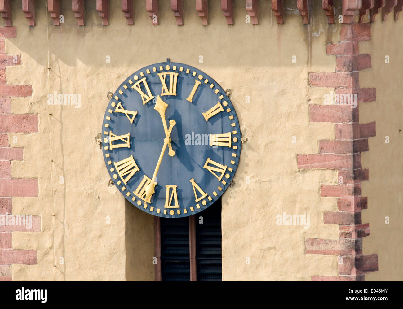 tower clock in frankfurt germany Stock Photo