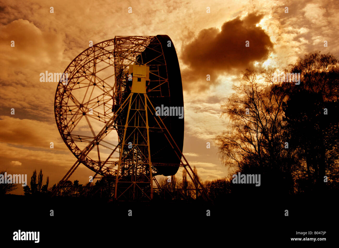 Jodrell Bank Radio Telescope Dish. Stock Photo