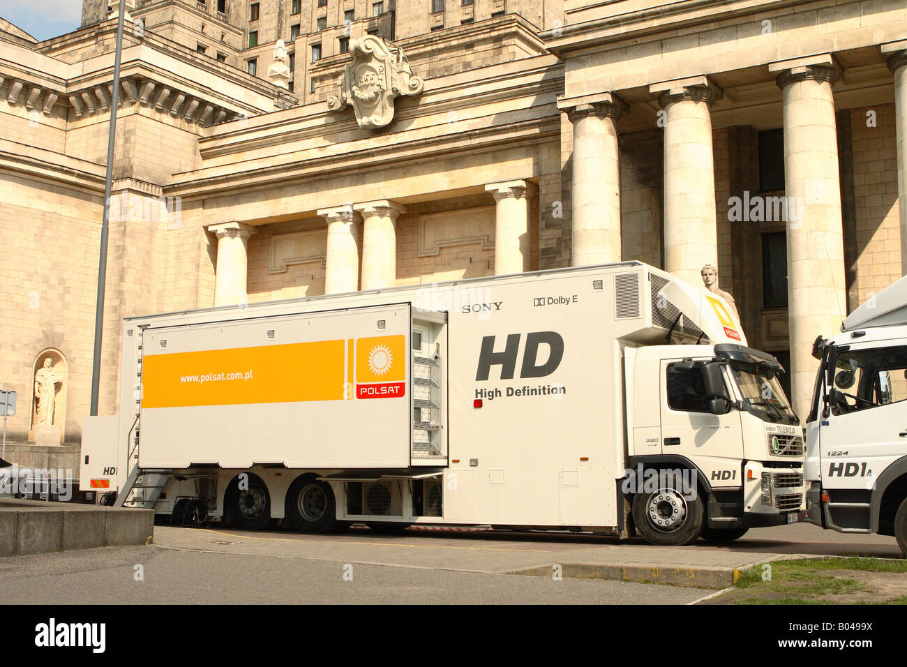 Television TV outside broadcast High Definition mobile studio vehicle for the Polsat company in Warsaw Poland Stock Photo