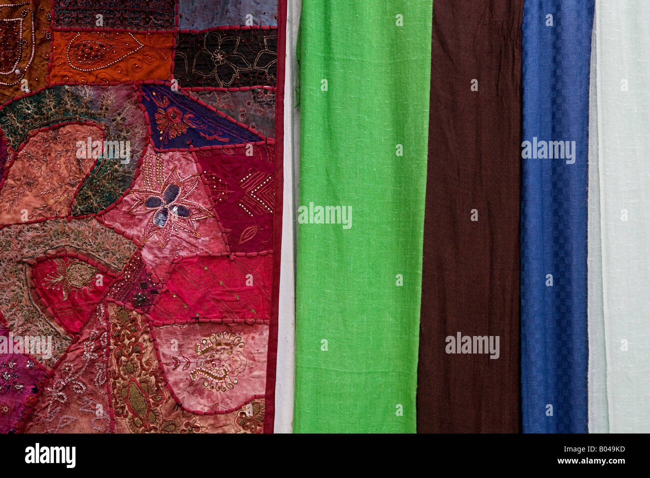 Fabric on a stall Stock Photo - Alamy