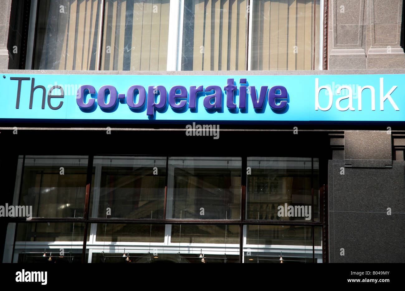 Sign on branch of the Co-operative Bank in London Stock Photo