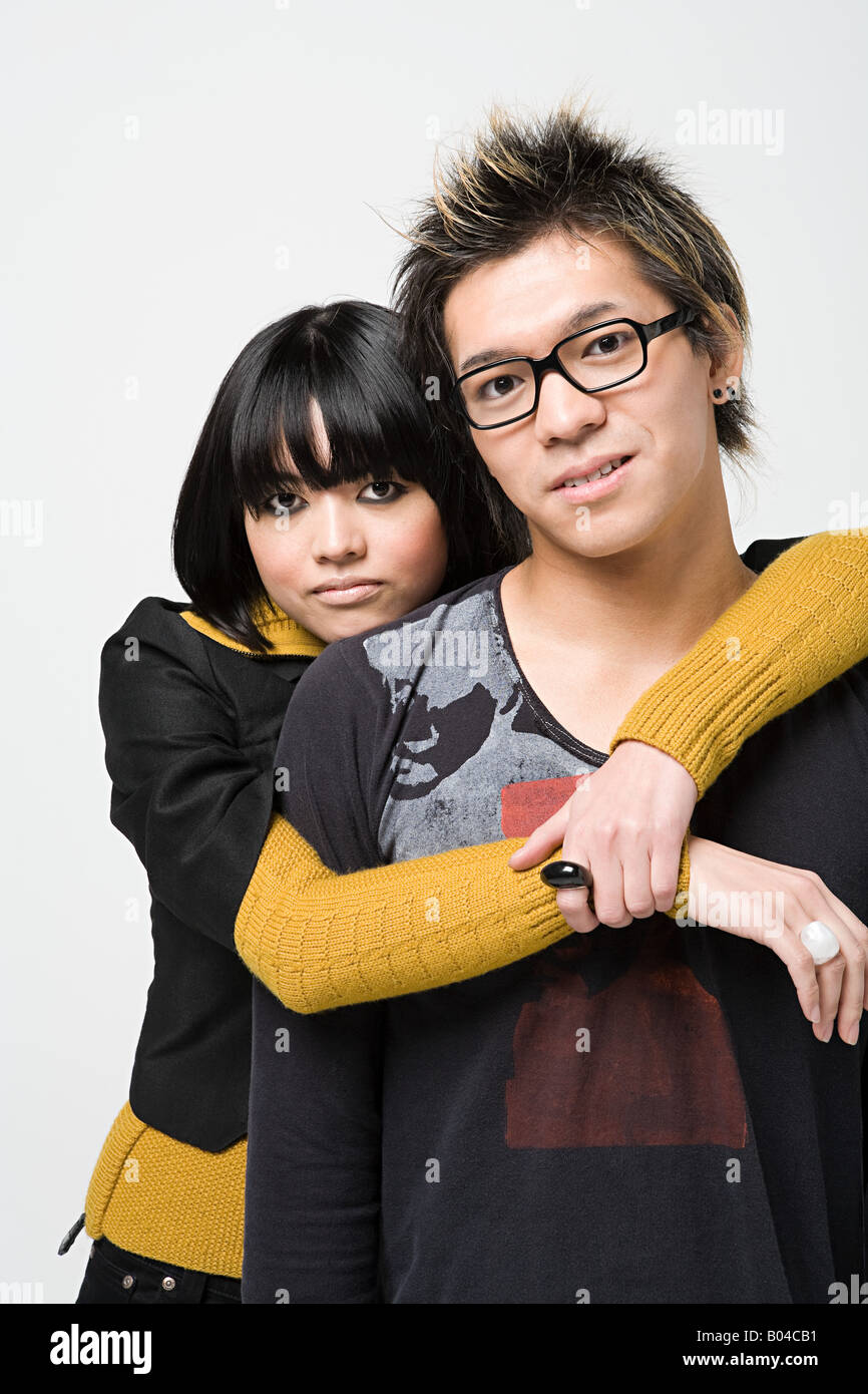 Japanese couple hugging Stock Photo Alamy