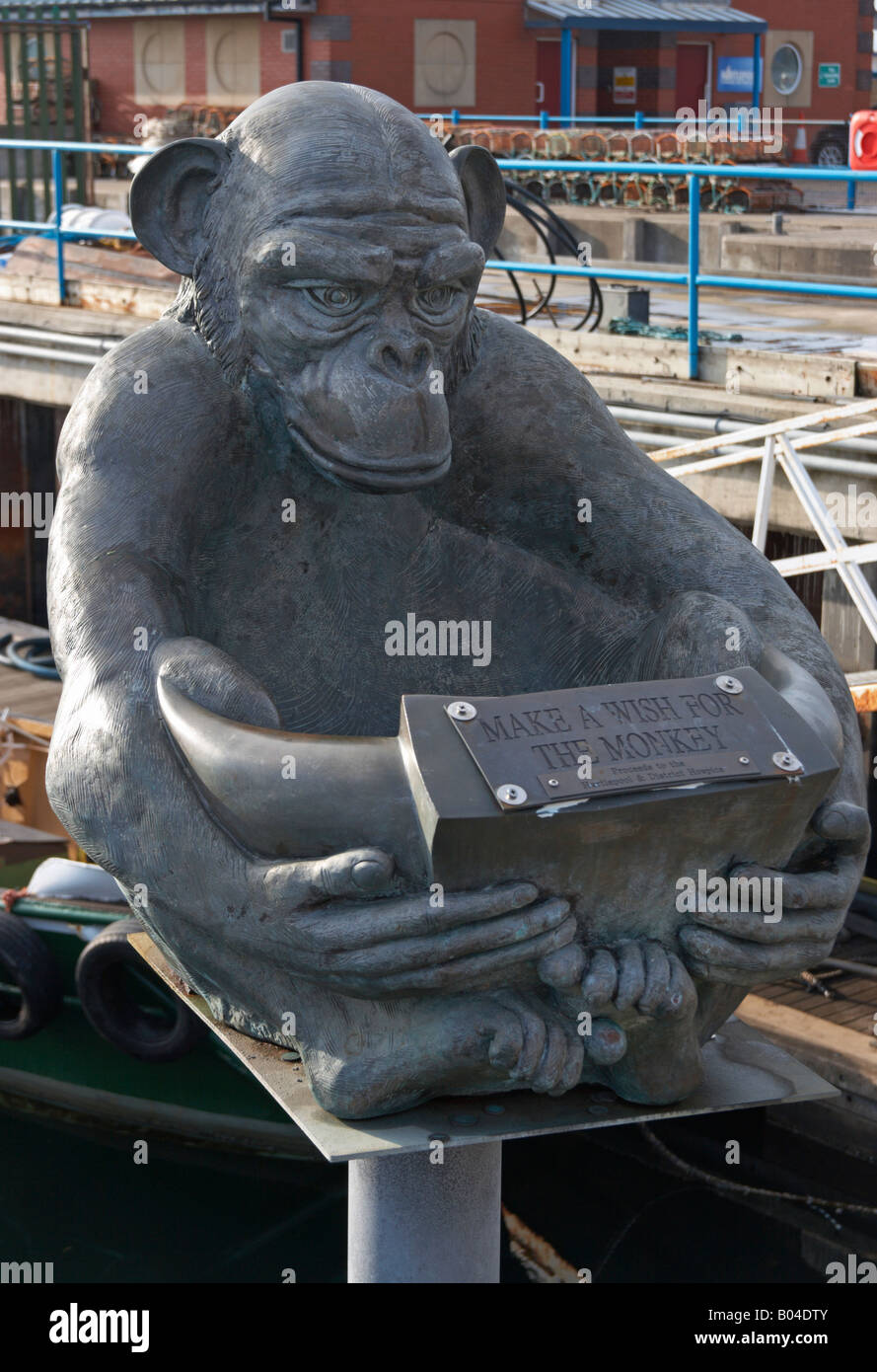 Sculpture In Hartlepool marina of the Monkey hanged as French spy
