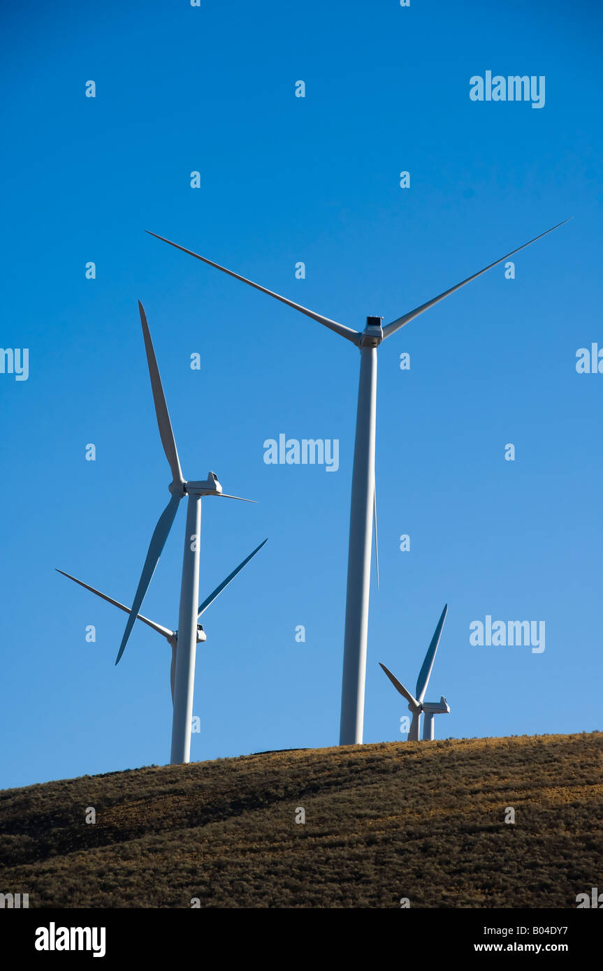 Wind turbines in the desert Stock Photo