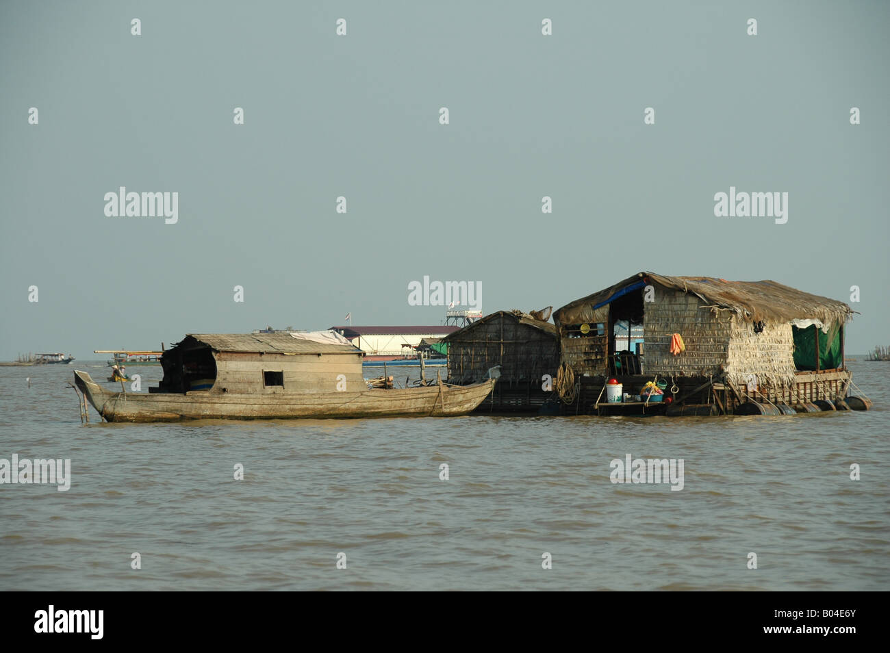 Floating house at Tonlé Sap Lake, Cambodia. Stock Photo