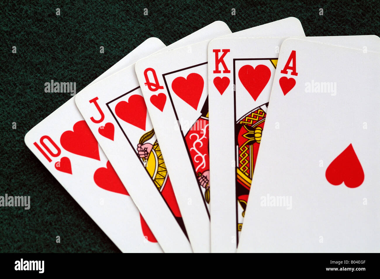 Poker Playing Cards Royal Flush the best possible hand Stock Photo - Alamy