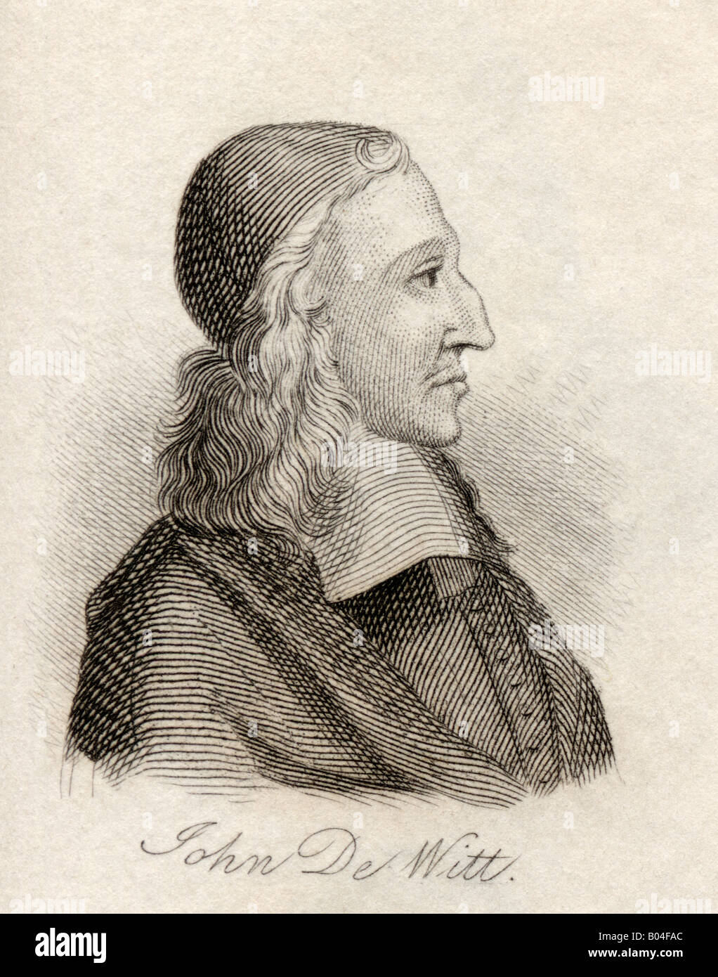 Johan de Witt, 1625  - 1672. Dutch statesman, political leader of Holland. From the book Crabbs Historical Dictionary, published 1825. Stock Photo