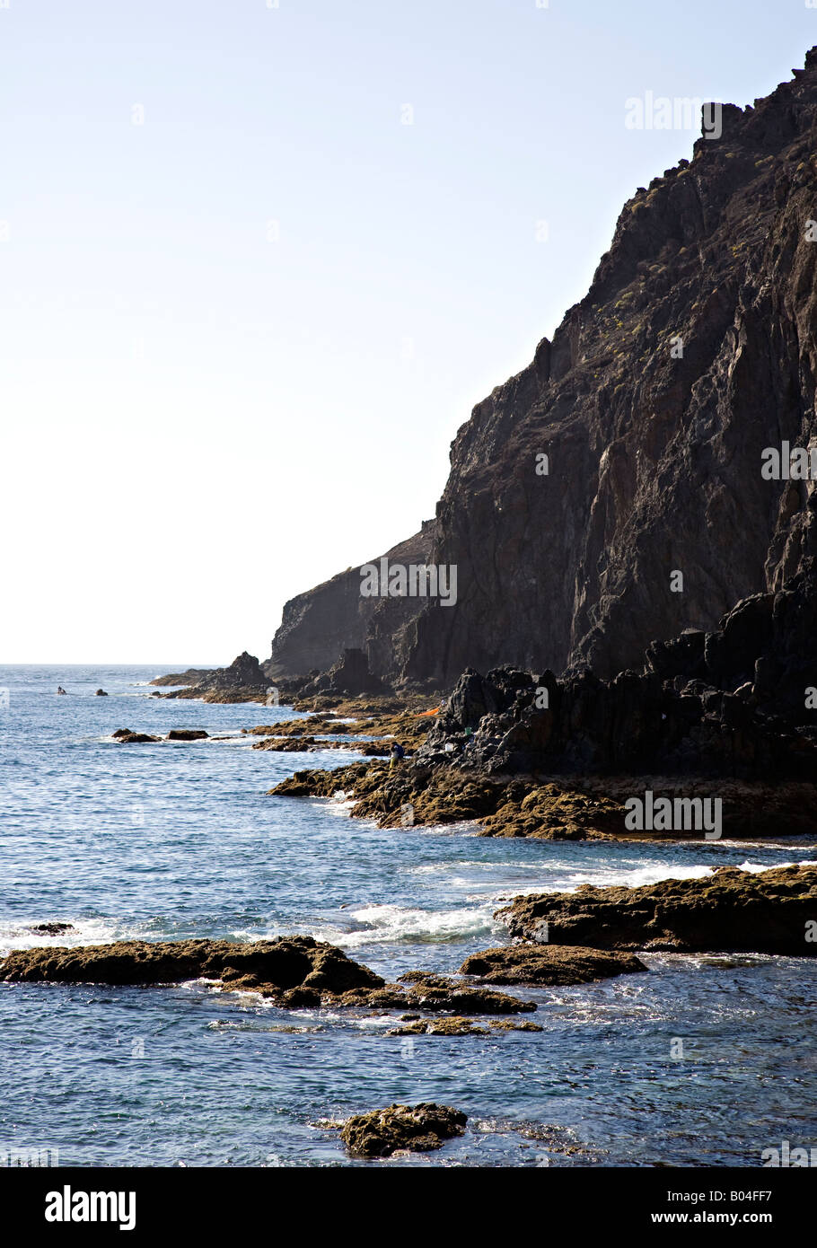 Rocky volcanic cliffs on west coast of Gran Canaria 'Canary Islands' Spain Stock Photo