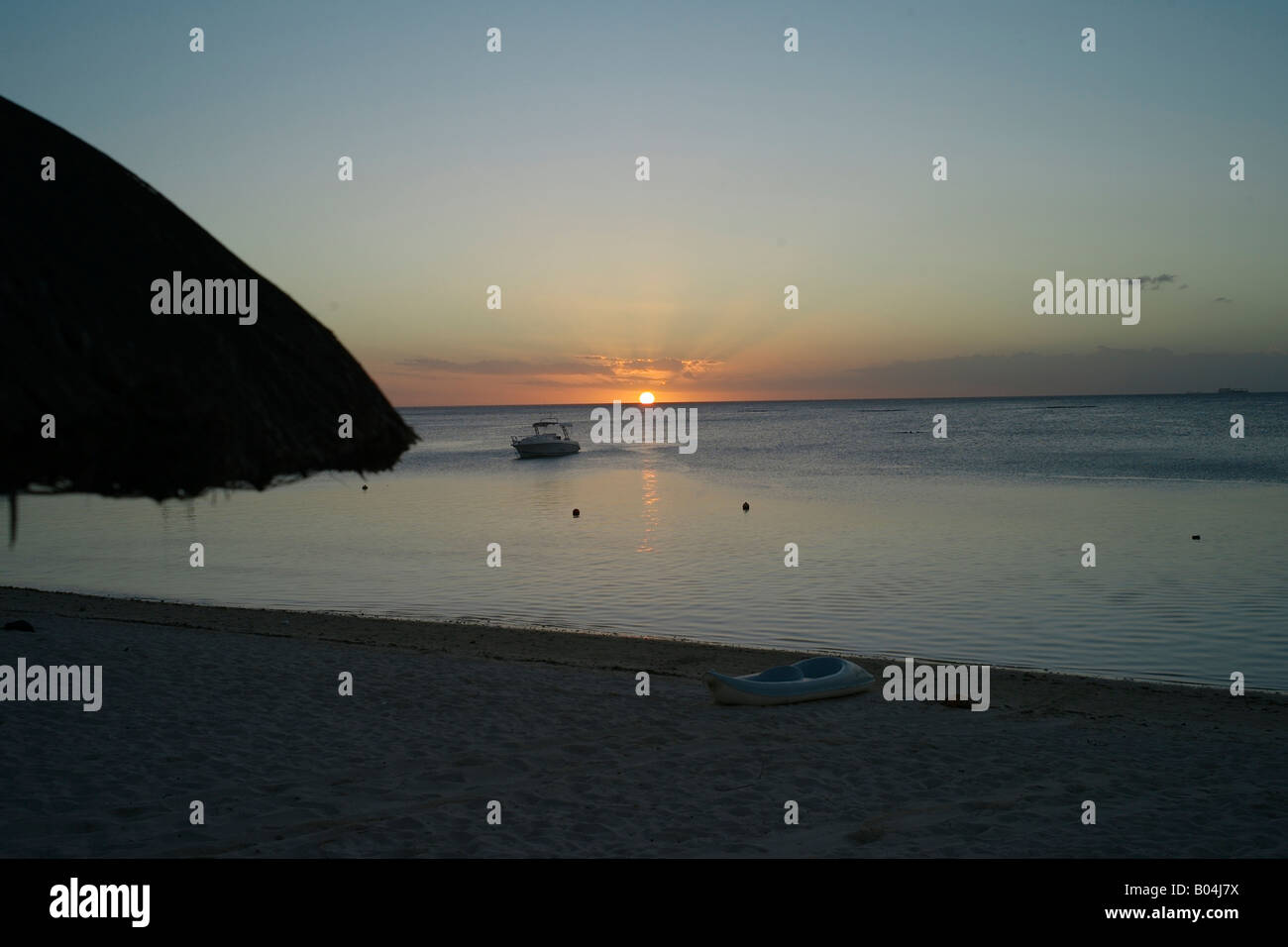 Sunset on the beach at Troux aux Biches, Mauritius Stock Photo
