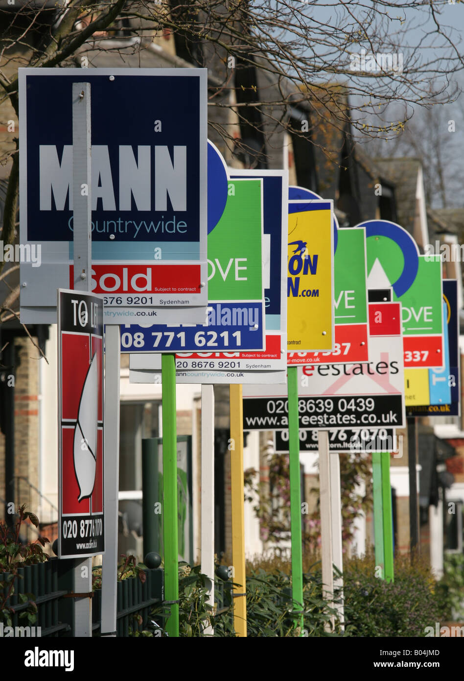 Estate agents signs, south London Stock Photo Alamy
