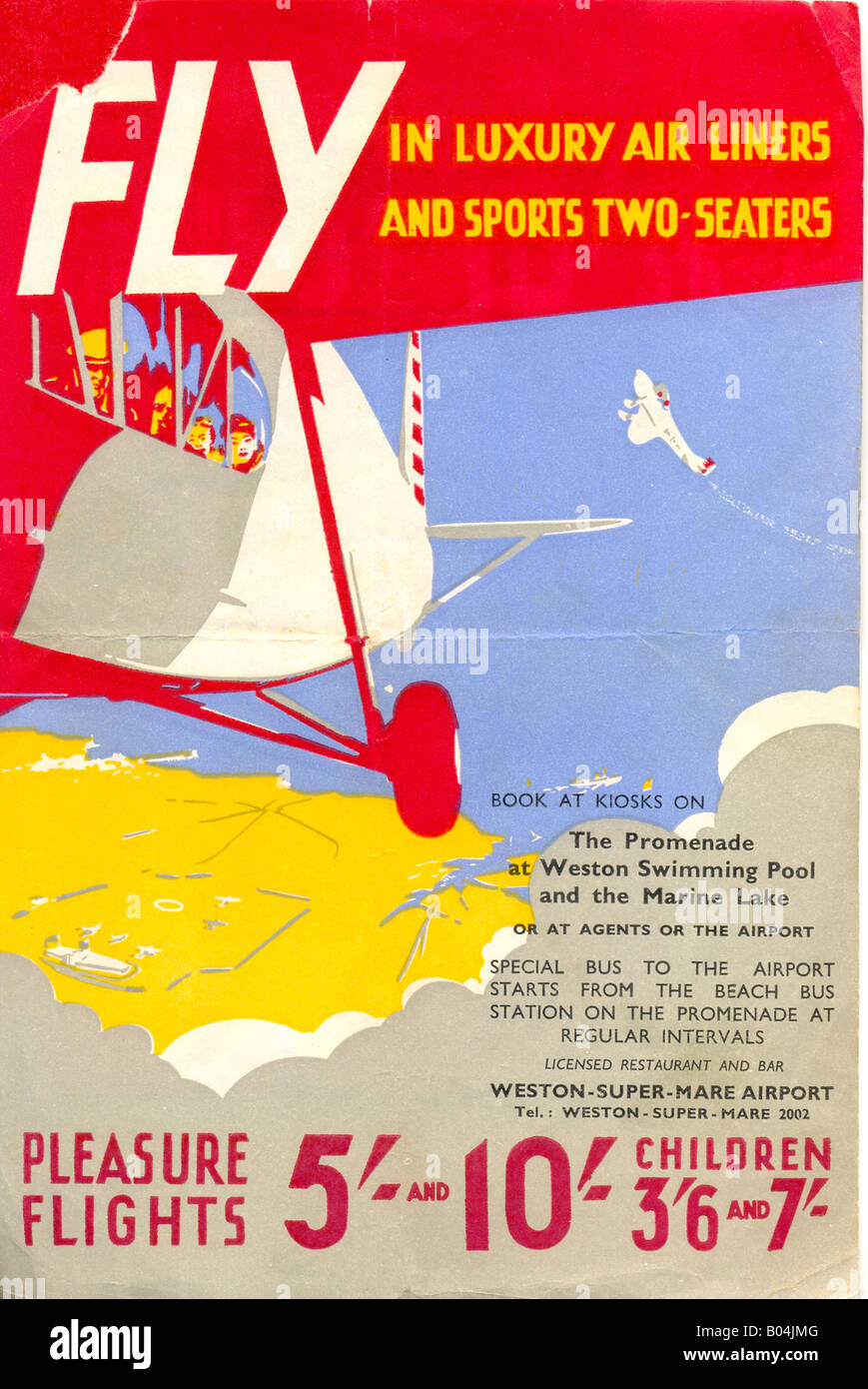 Advertising leaflet for pleasure flights circa 1935 Stock Photo