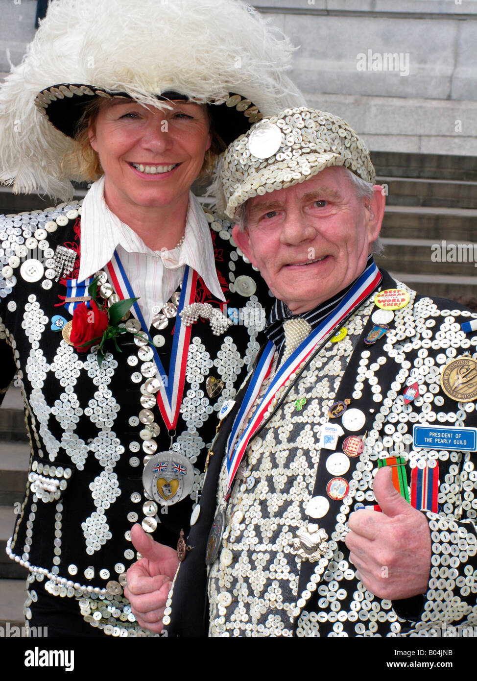 Pearly King and Queen, traditional London Characters Stock Photo Alamy