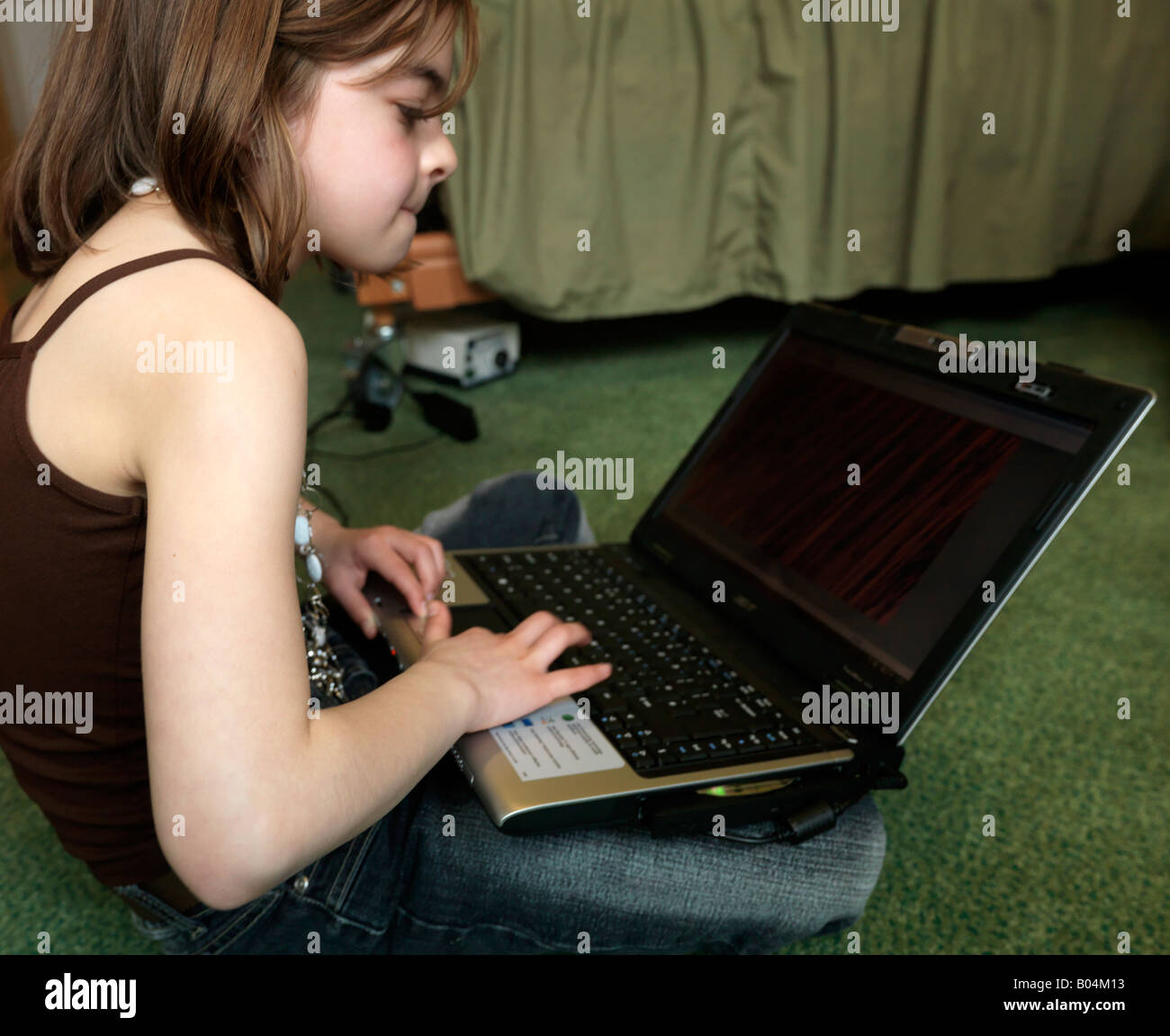 Girl Using Laptop Stock Photo Alamy