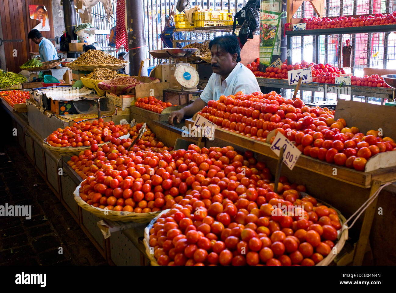 Tomatoes on sale in Port Louis market, Mauritius Stock Photo - Alamy