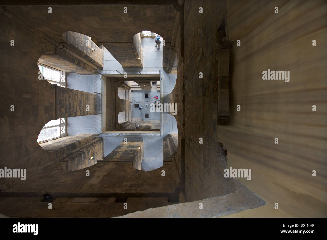 View down the centre of the Duomo Campanile (bell tower) in the City of Florence, a UNESCO World Heritage Site Stock Photo