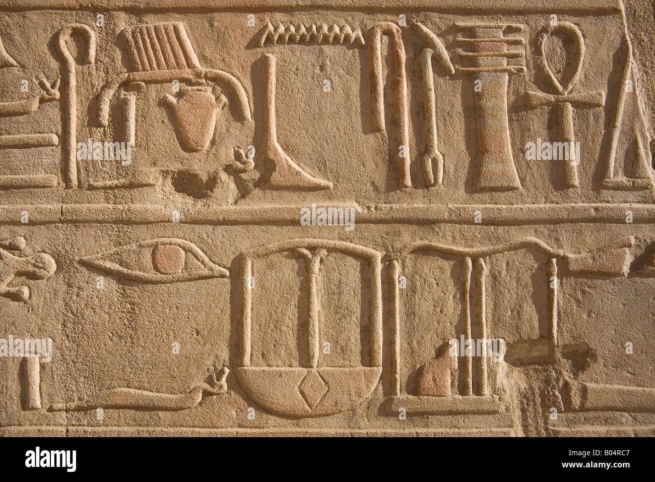 Hieroglyphic relief at Karnak Temple, Luxor, Egypt Stock Photo