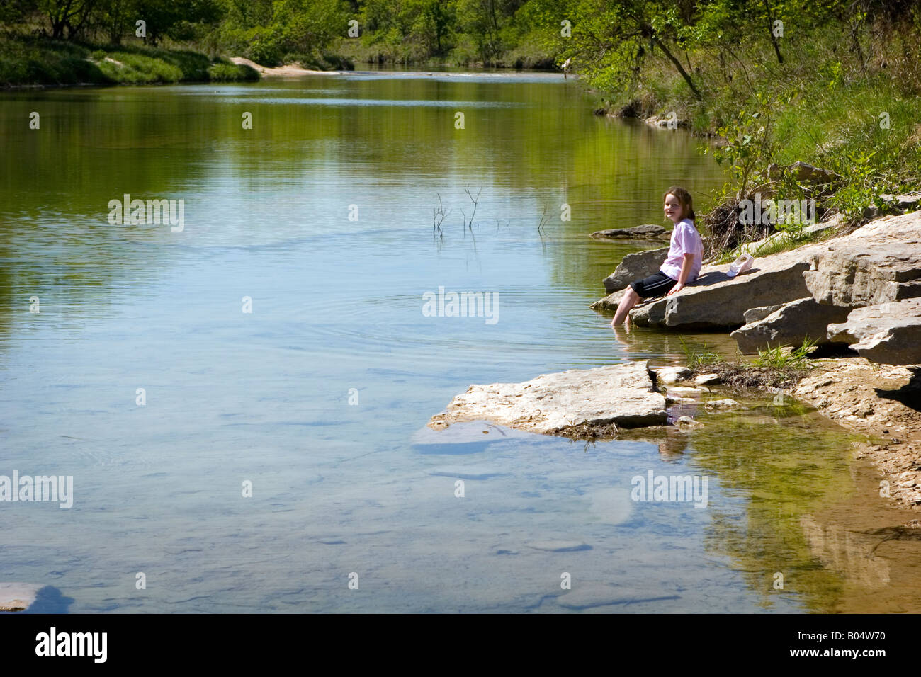 Young girl enjoying the natural Texan landscape. Stock Photo
