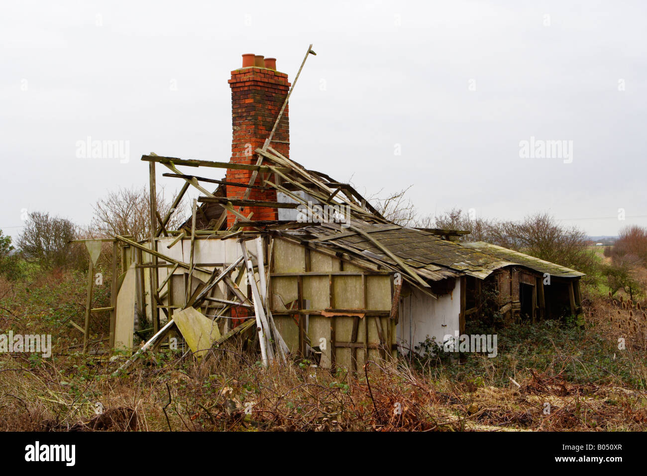 derelict house, lincolnshire coast, UK Stock Photo