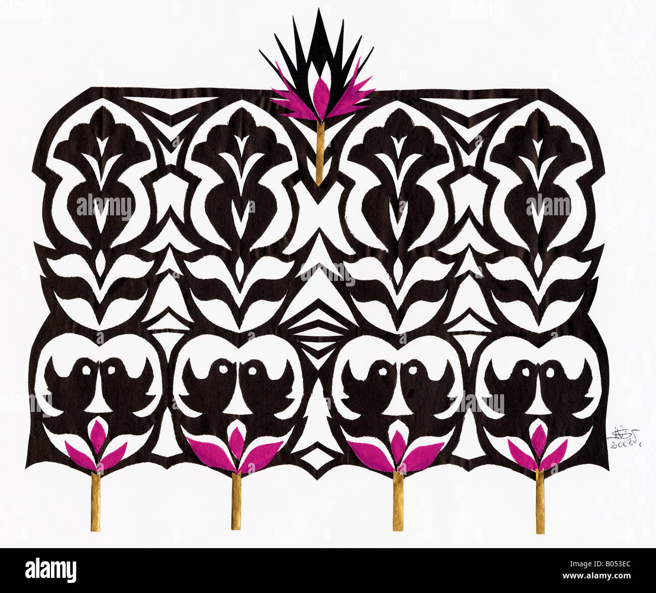 contemporary paper cutting with birds and floral design by paper cutting flower design