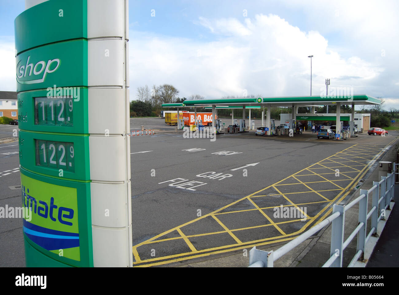 Motorway services petrol station prices fuel gasoline Stock Photo Alamy