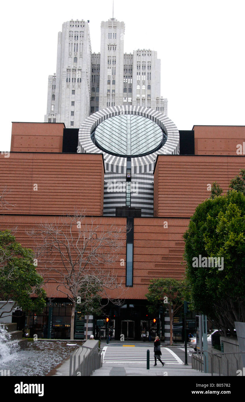 high rise architecture behind SFMOMA,the Museum of Modern Art in San Francisco, USA Stock Photo