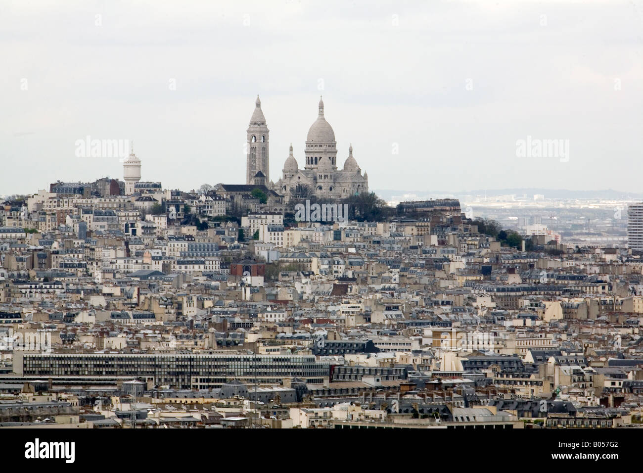 Sacre Coeur, Montmartre photographed from the Eiffel Tower,  Paris, France Stock Photo