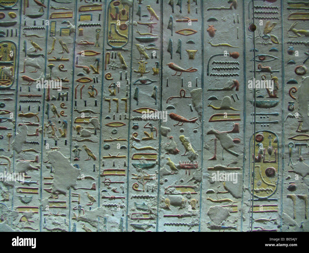 Egyptian hieroglyphs in the Valley of the Kings, Egypt, Luxor Stock Photo