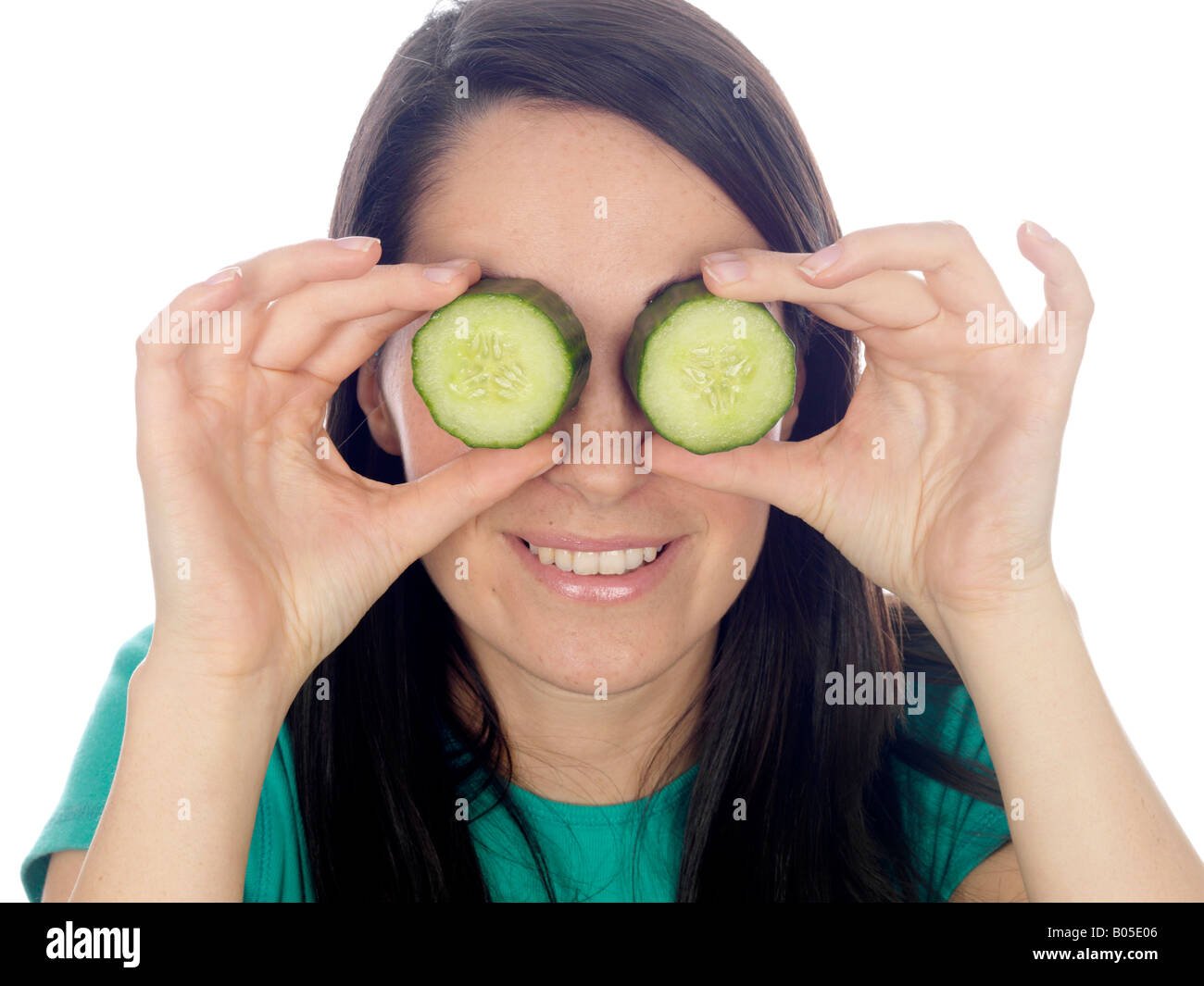 Young Woman Playing with Cucumbers Model Released Stock Photo - Alamy