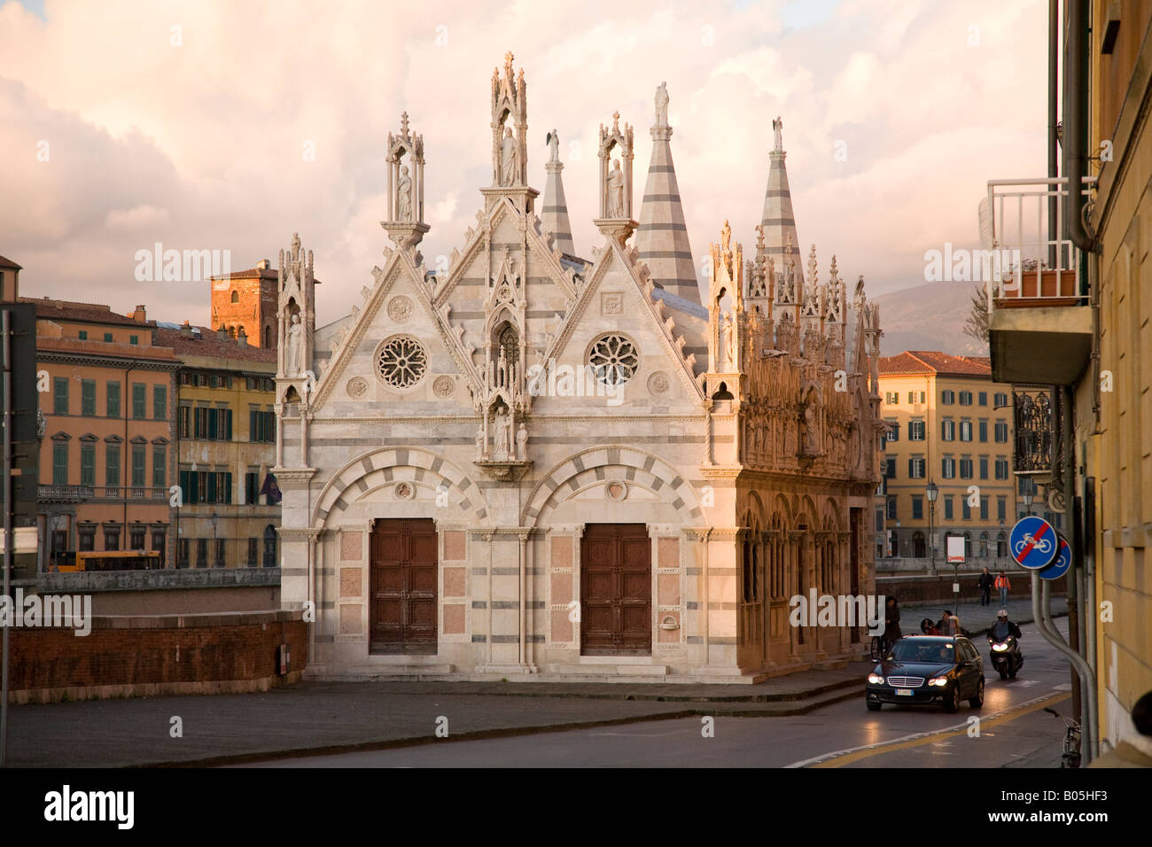 The church of Santa Maria della Spina on the bank of the River  Pisa Italy Stock Photo