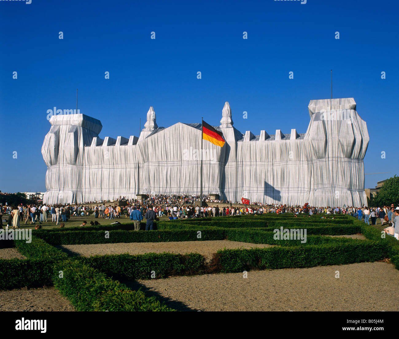 Reichstag Building, wrapped by modern artists Christo Jeanne & Claude Berlin Stock Photo
