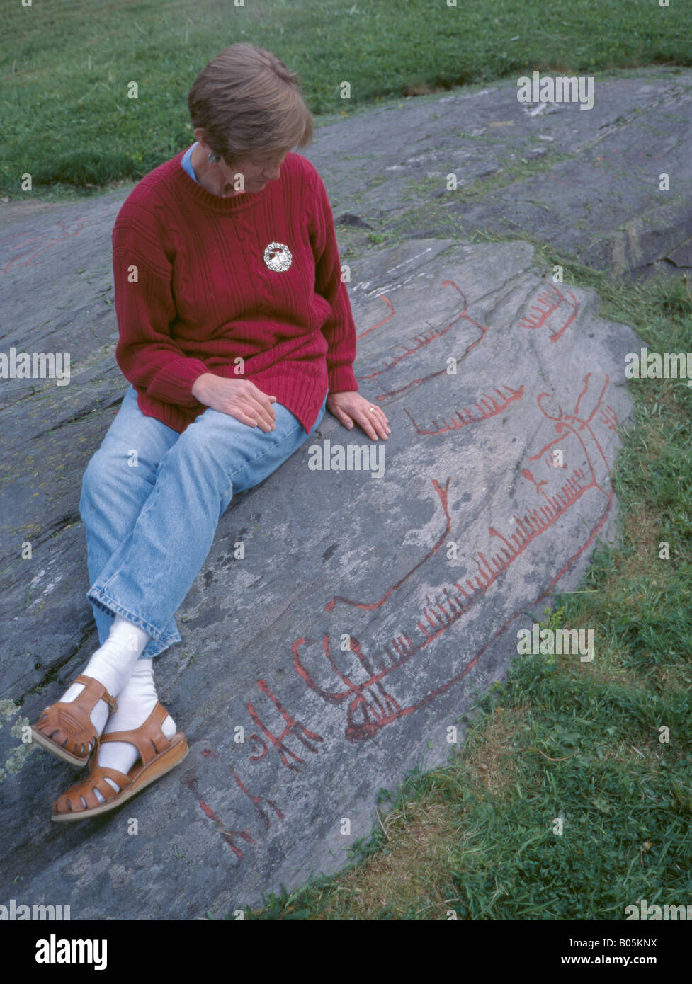 Bronze Age helleristninger (rock carvings), Herand, near Jondal, Hardangerfjord, Hordaland, Norway. Stock Photo