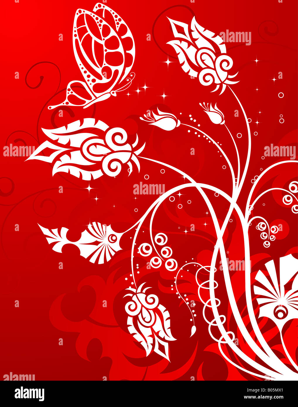 Flower background with butterfly Stock Photo - Alamy