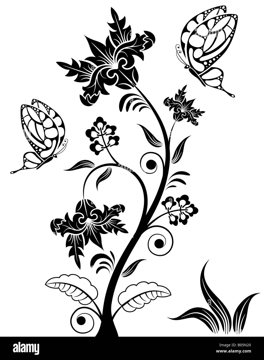 Flower background with butterfly Stock Photo - Alamy