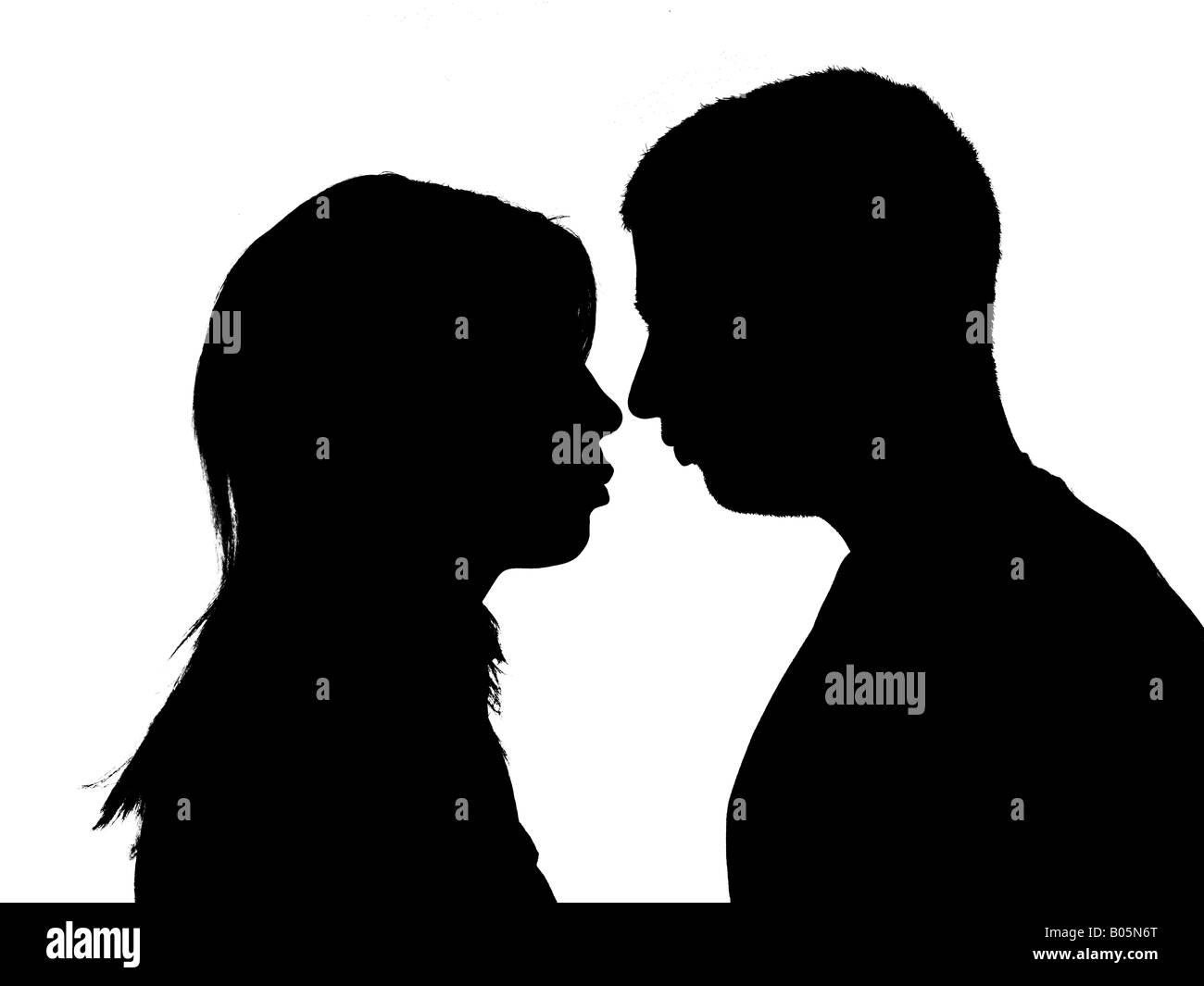 Silhouette of Couple Kissing Models Released Stock Photo