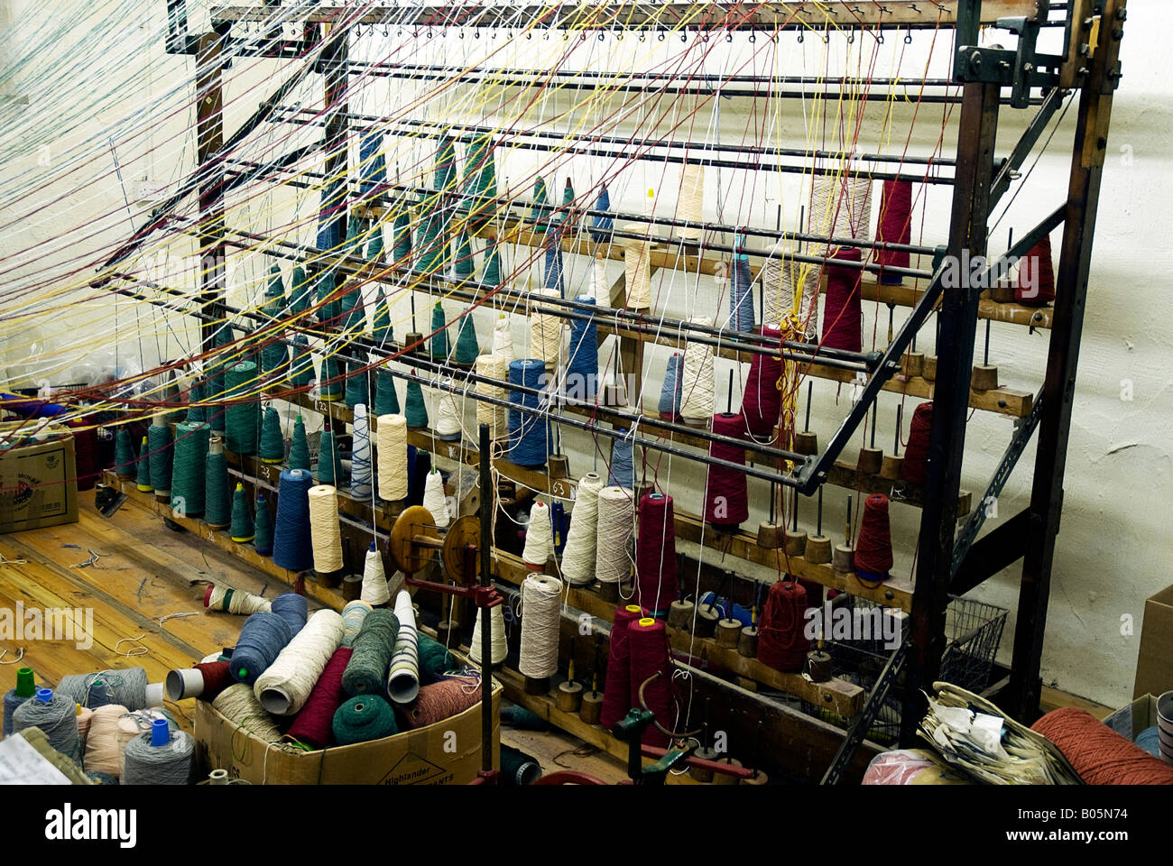Weaving yarns of different colours Stock Photo Alamy