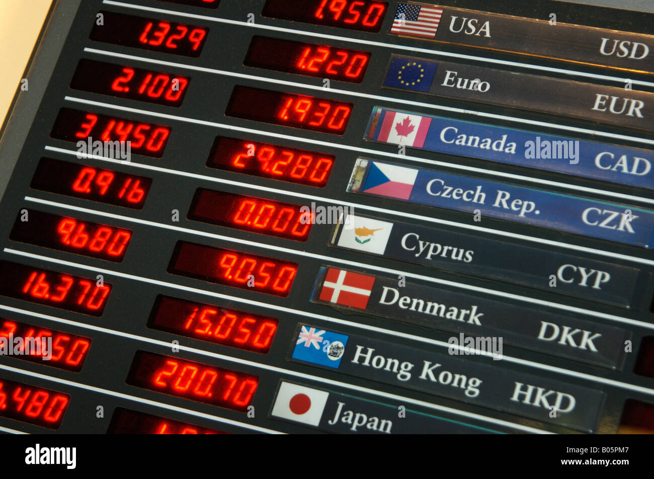 Foreign exchange board Stock Photo