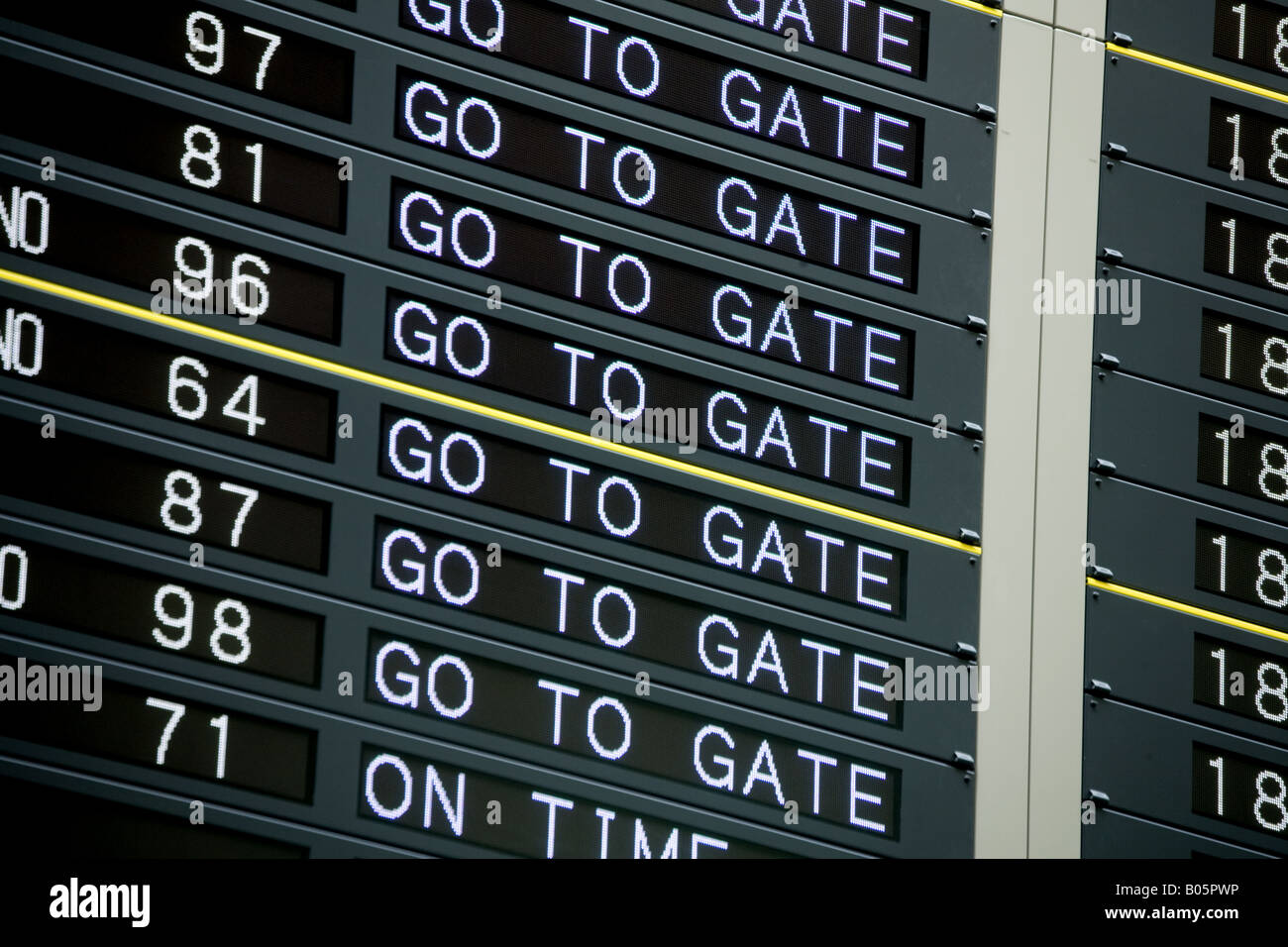 Airport Departure Board Information.Go to gate Stock Photo Alamy