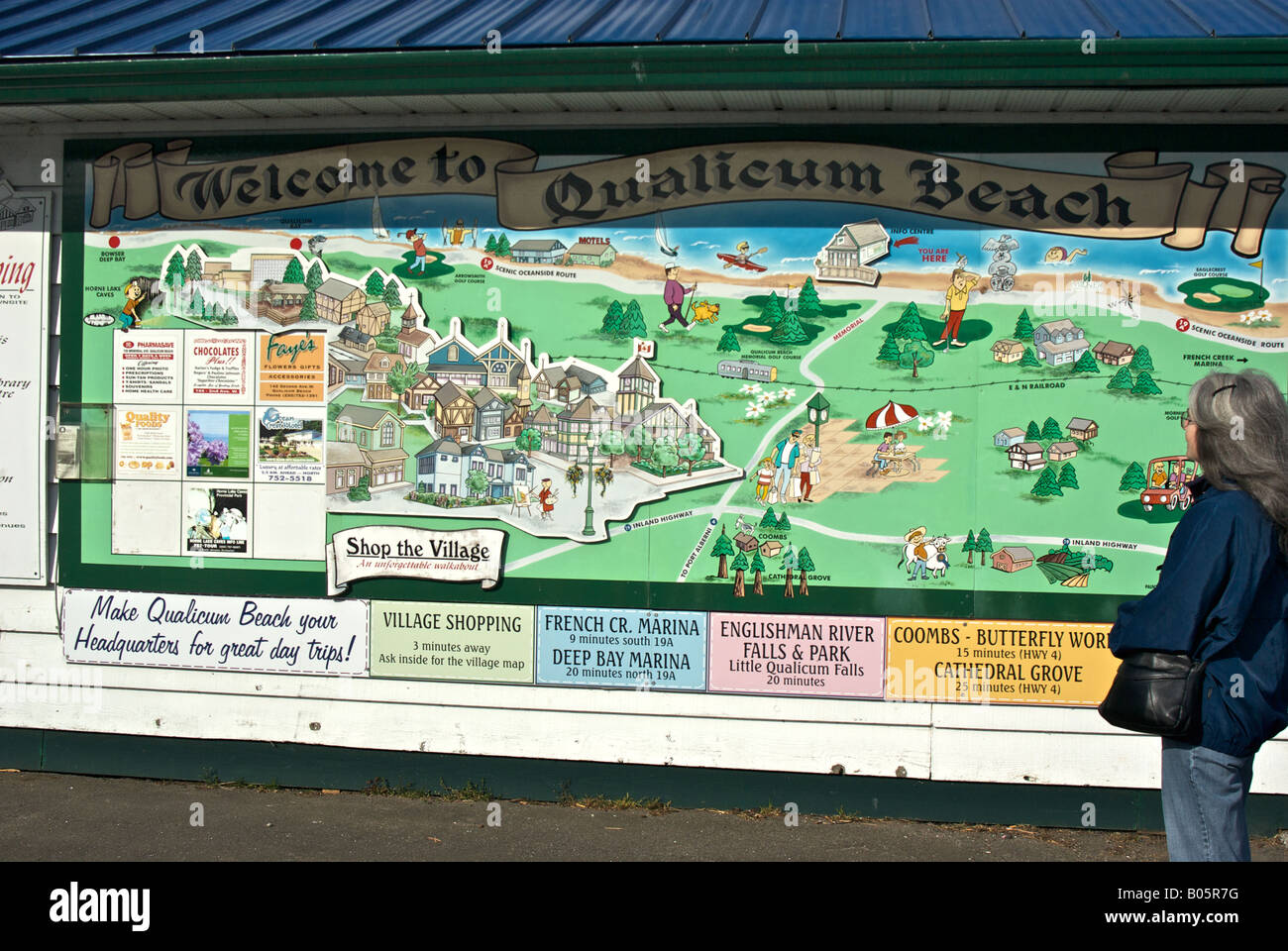 Mural map of the resort town of Qualicum Beach Stock Photo Alamy