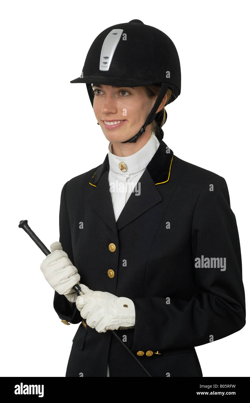 Young woman in riding show outfit Stock Photo