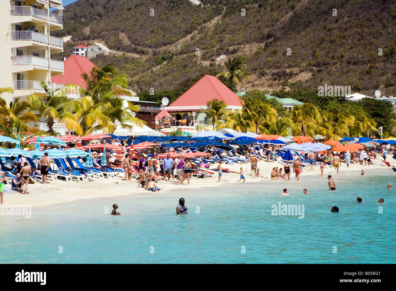 The Beach at Philipsburg in St Maarten Caribbean Stock Photo