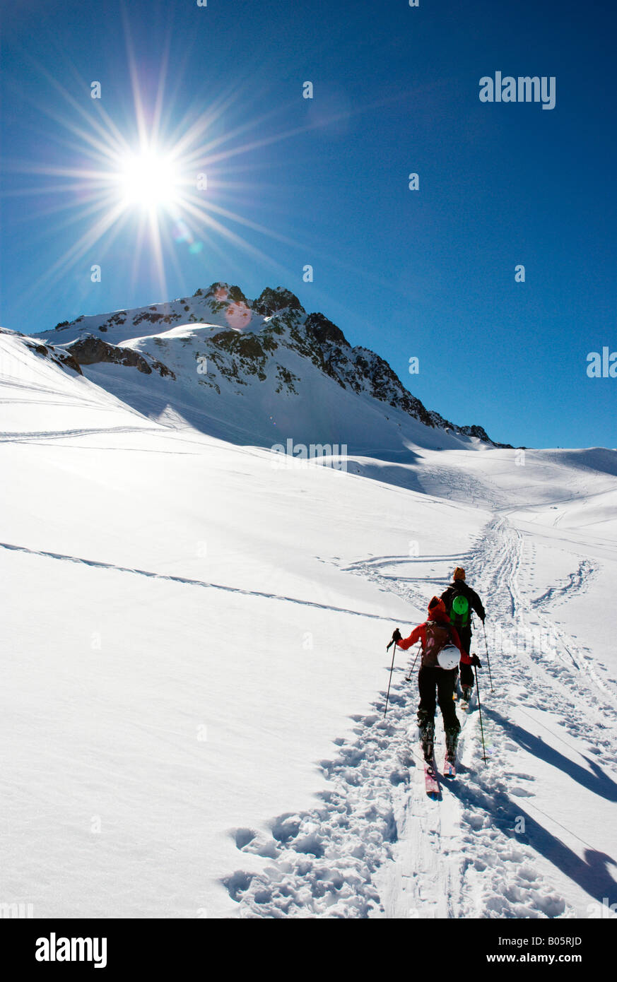 Ski touring at Les Contamines-Montjoie, Haute-Savoie, France Stock Photo
