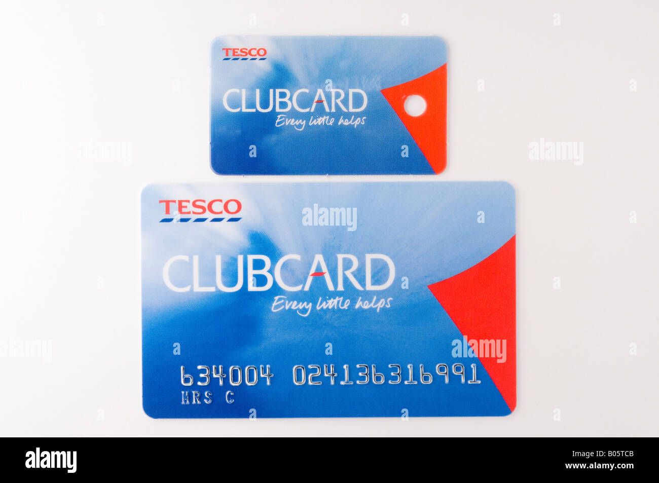 Tesco Clubcards on a white background Stock Photo