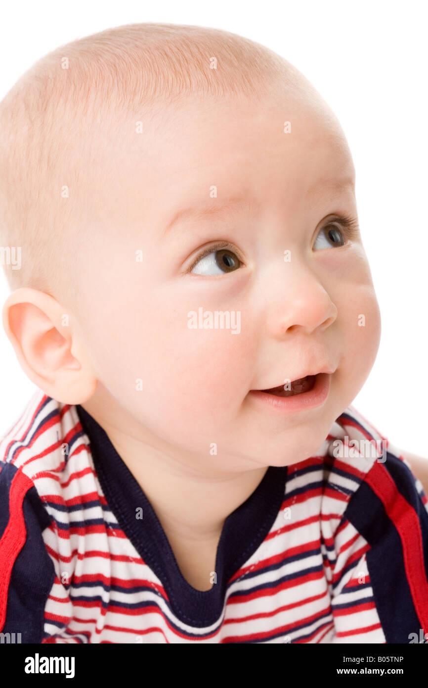 the portrait of little boy on white background Stock Photo - Alamy